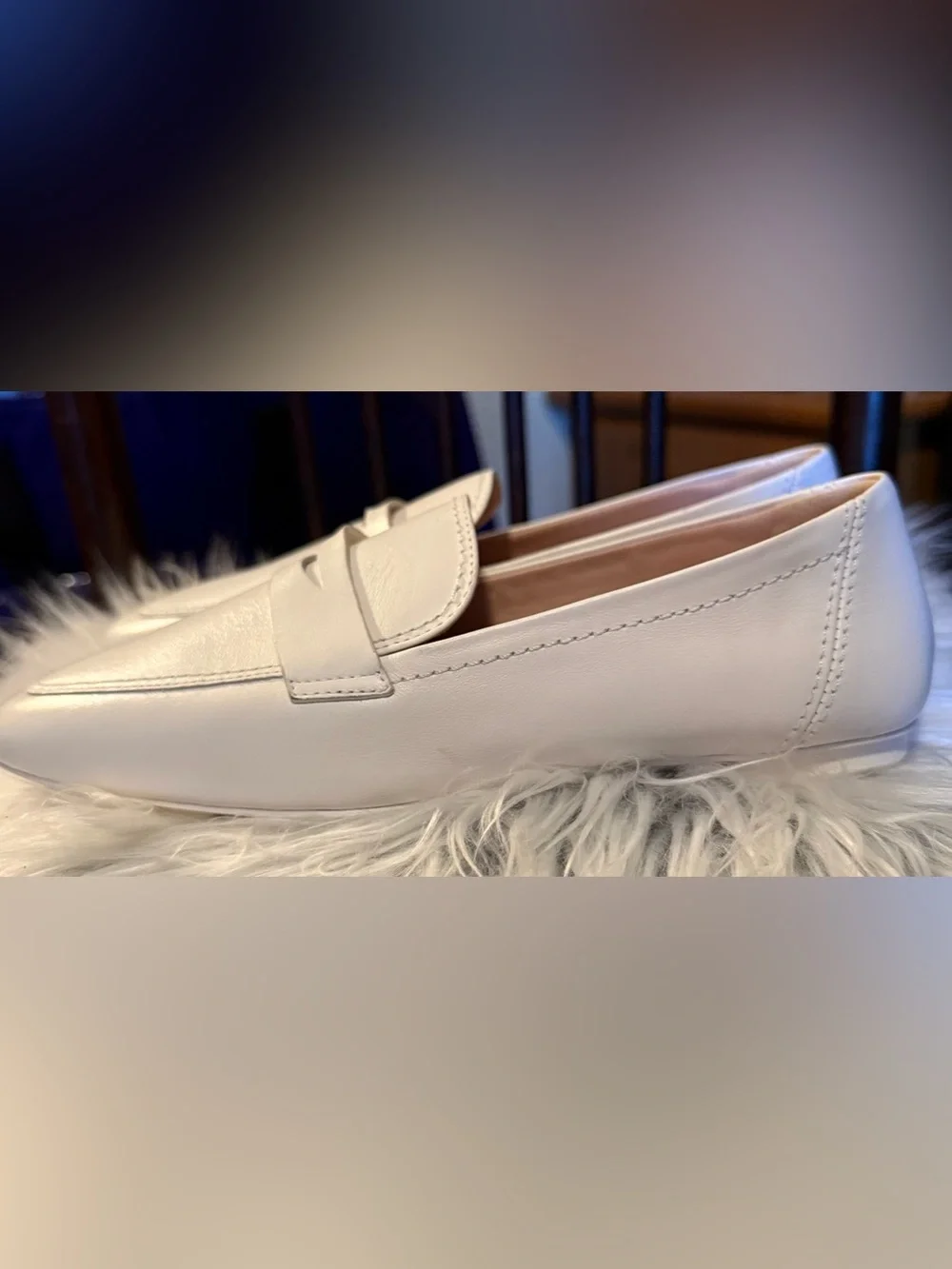 Stuart Weitzman Jet Loafers Cream Calves Leather Almond Toe Penny Loafers. NWOT